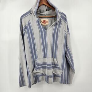 BKC Brooklyn Cloth Men's Large Baha Hoodie Pullover Gray Blue